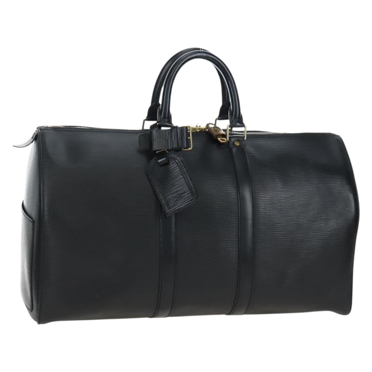 LOUIS VUITTON Epi Keepall 45 Boston Bag Black M42972 LV Auth 191864V