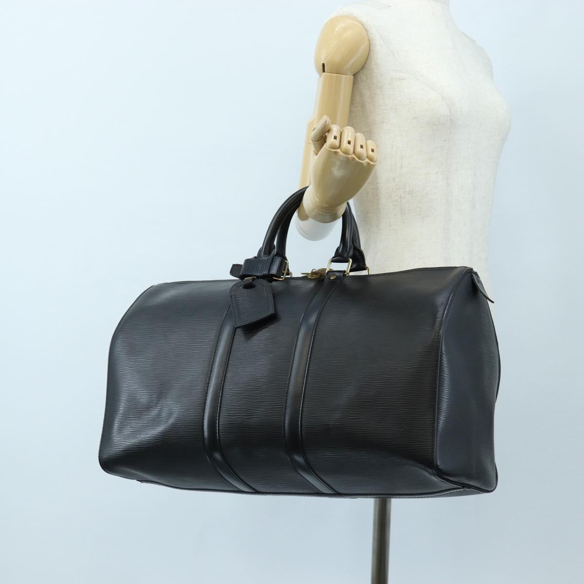 LOUIS VUITTON Epi Keepall 45 Boston Bag Black M42972 LV Auth 191864V
