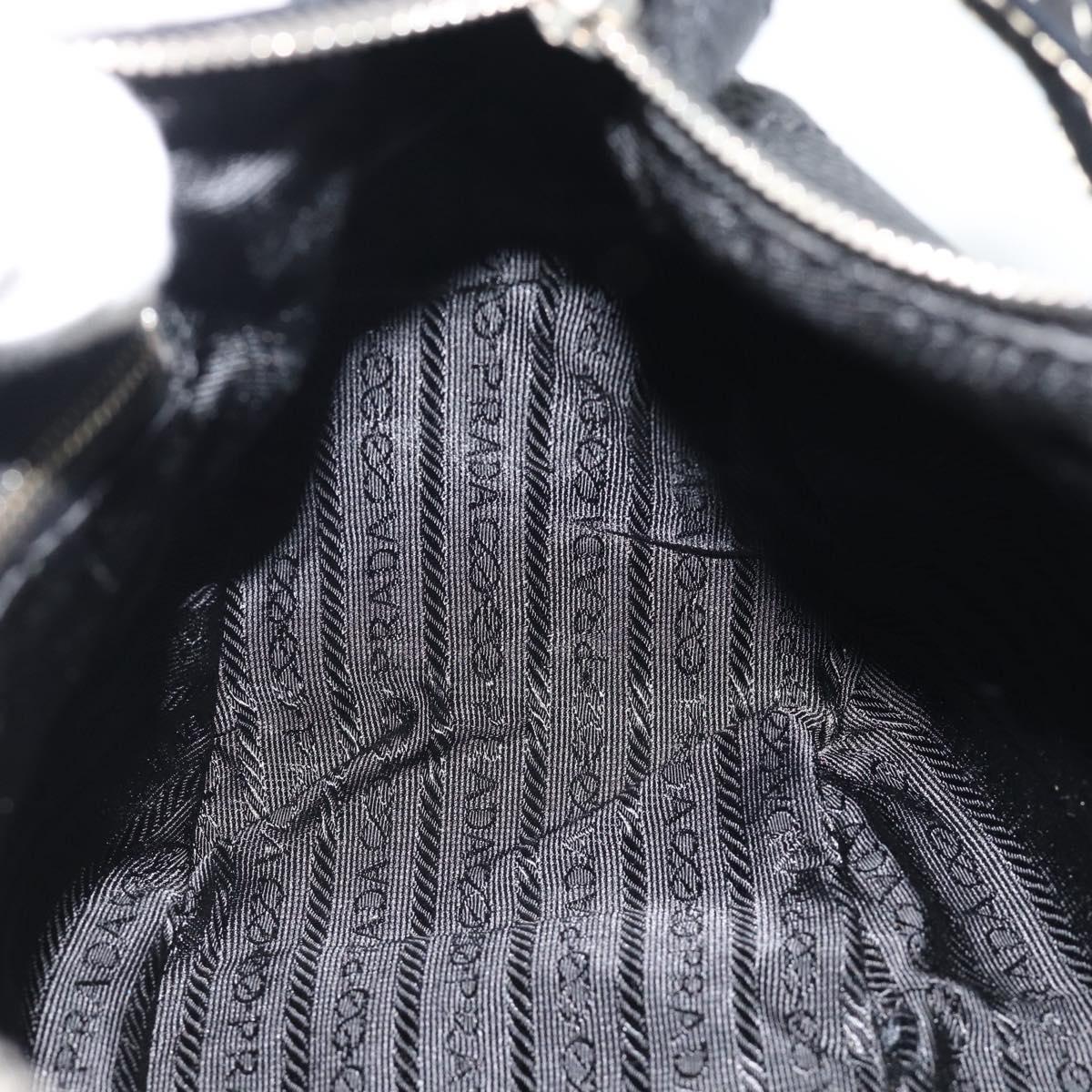 PRADA Hand Bag Leather Black Silver Auth 191866V