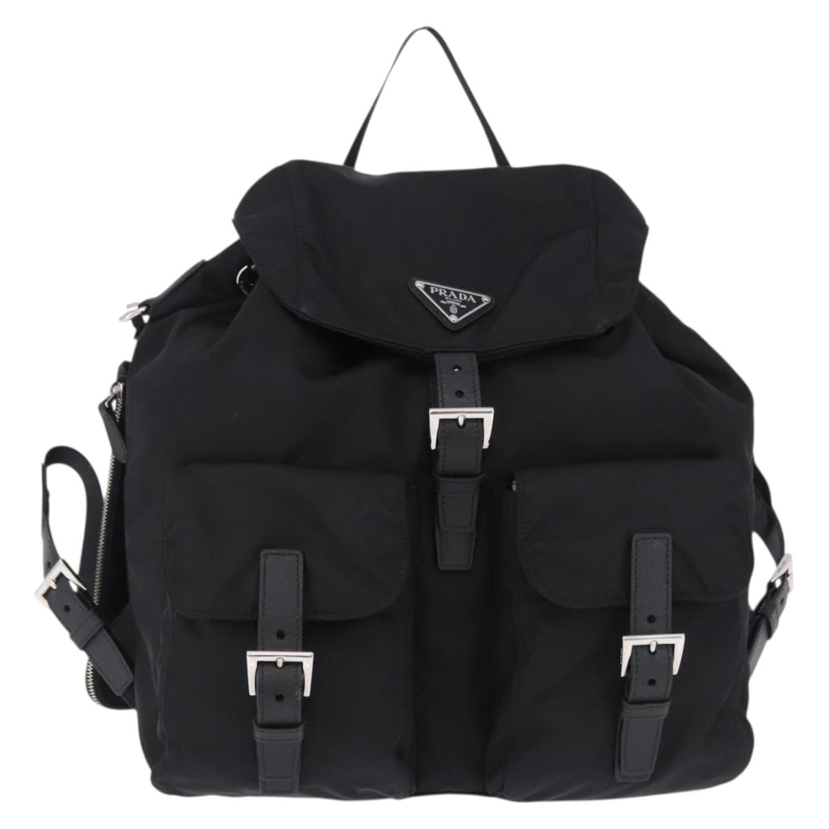 PRADA Backpack Nylon Black Silver Auth 191867M