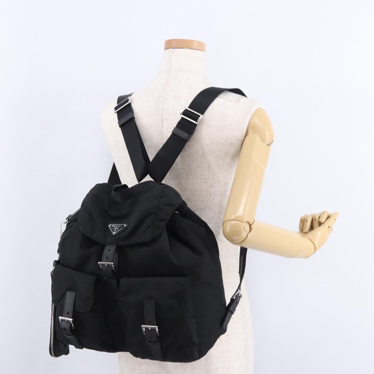 PRADA Backpack Nylon Black Silver Auth 191867M