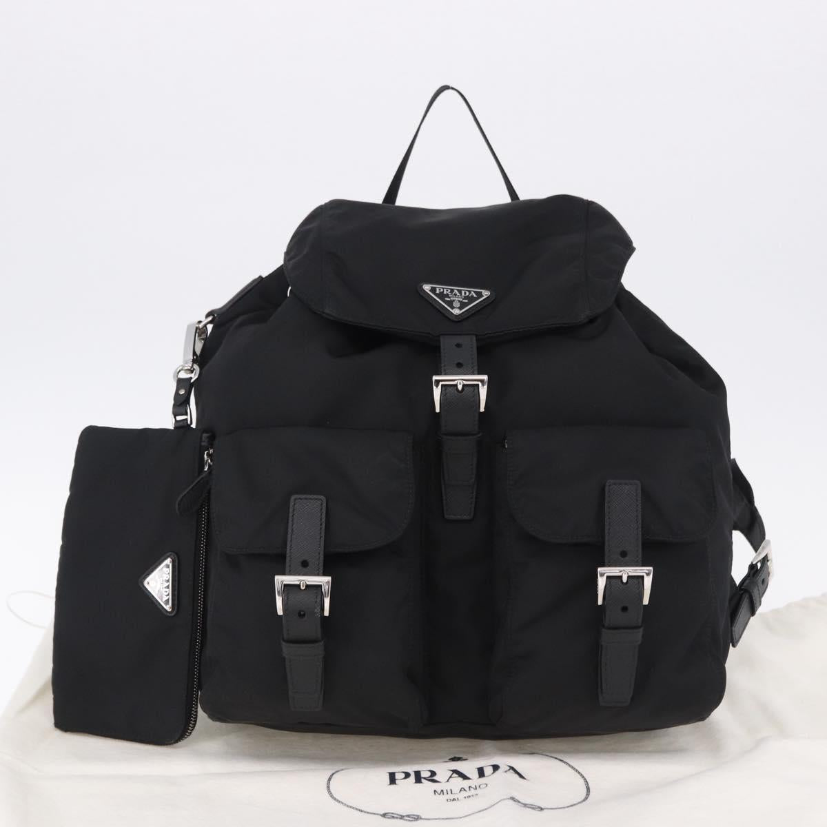 PRADA Backpack Nylon Black Silver Auth 191867M