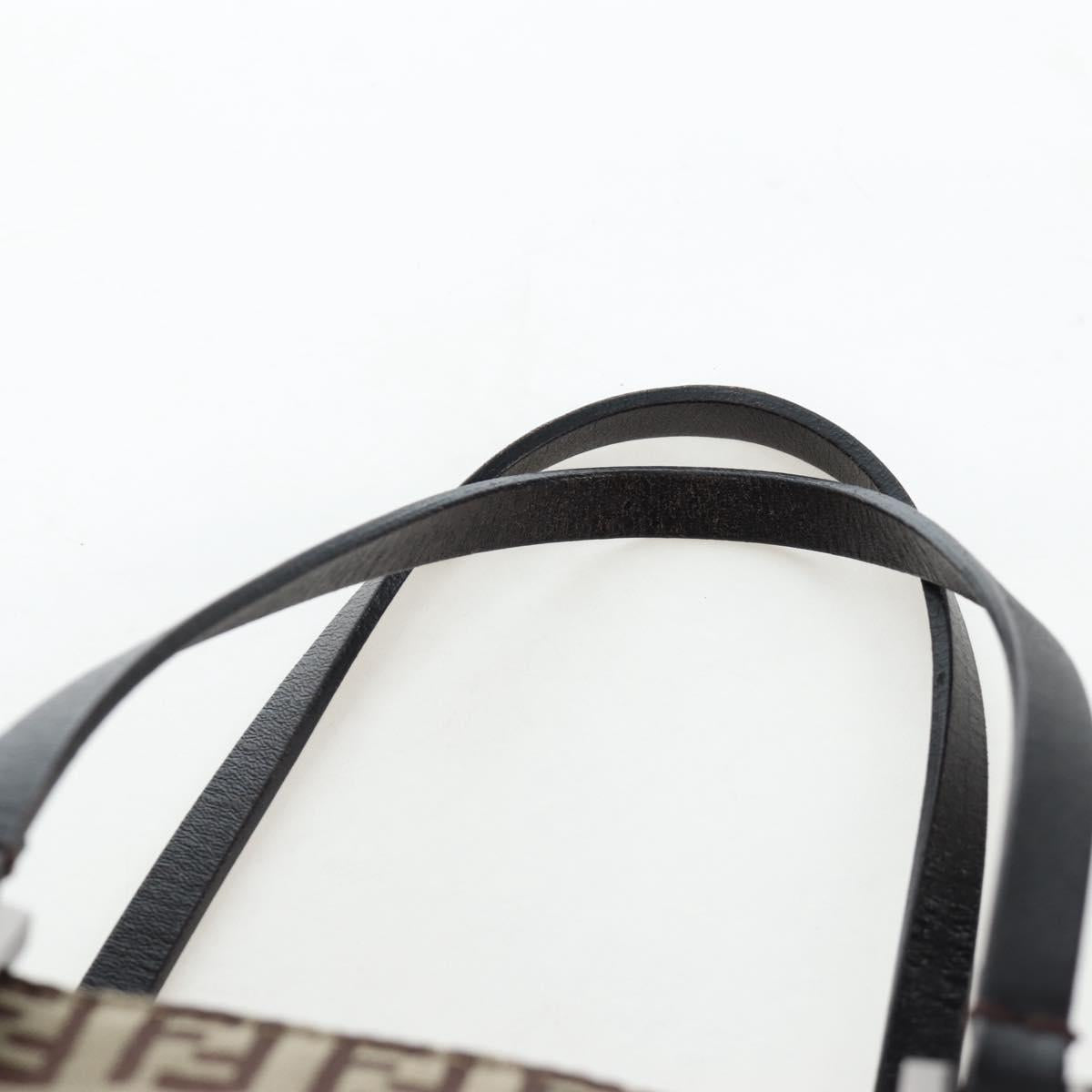 FENDI Zucchino Canvas Hand Bag Beige Silver Auth 191868V