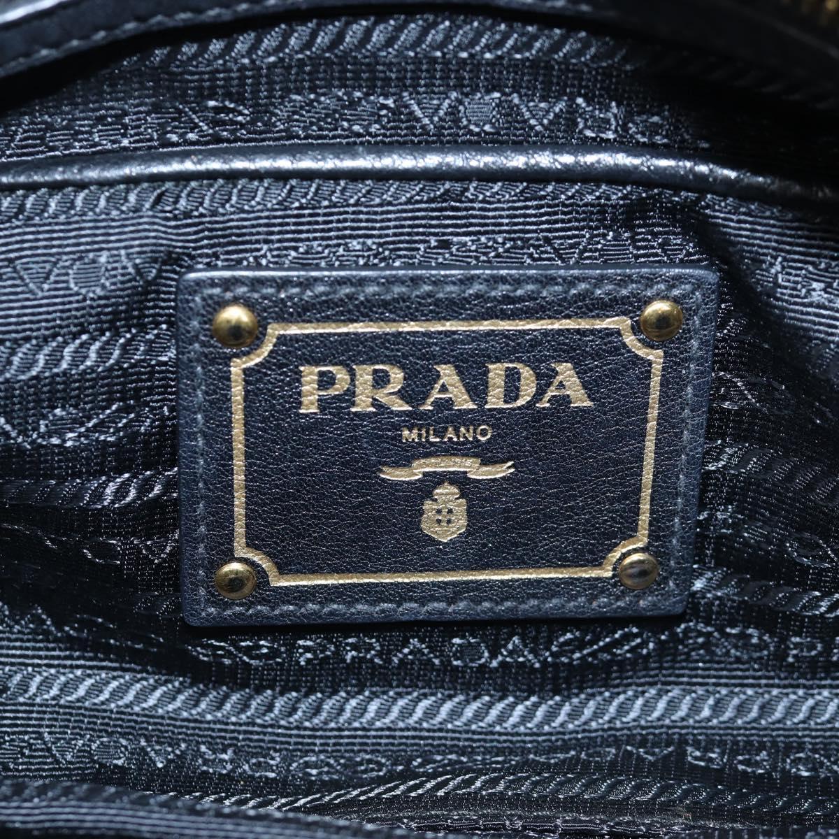 PRADA Hand Bag Nylon Leather 2way Black Gold Auth 191870V