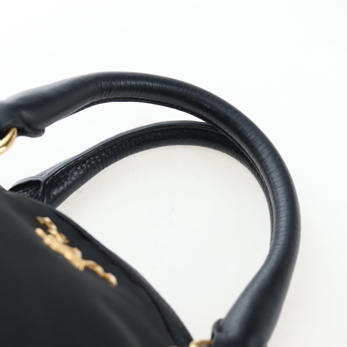 PRADA Hand Bag Nylon Leather 2way Black Gold Auth 191870V