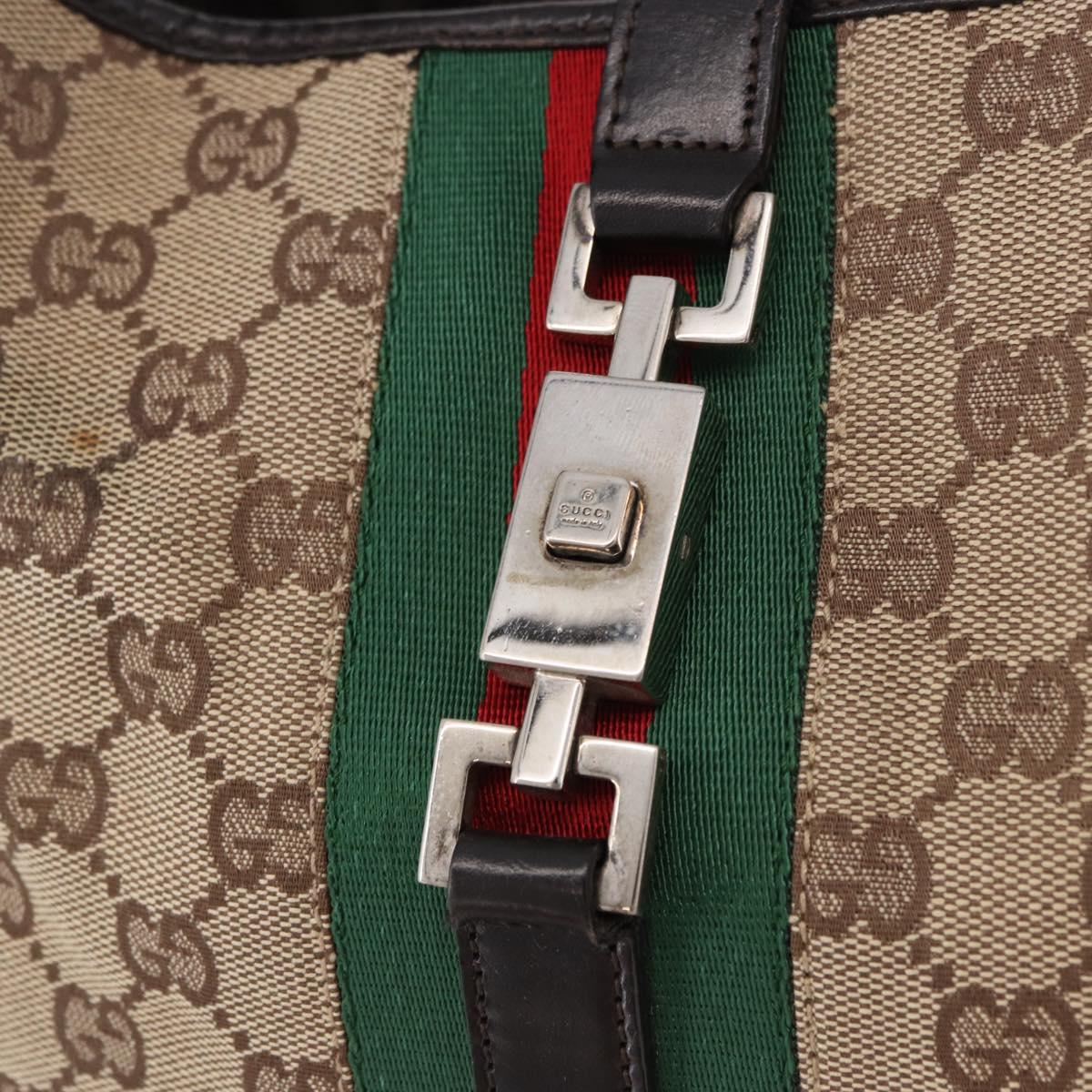 GUCCI GG Canvas Jackie Web Sherry Line Bag Beige 001 3306 3444 Auth 191885V