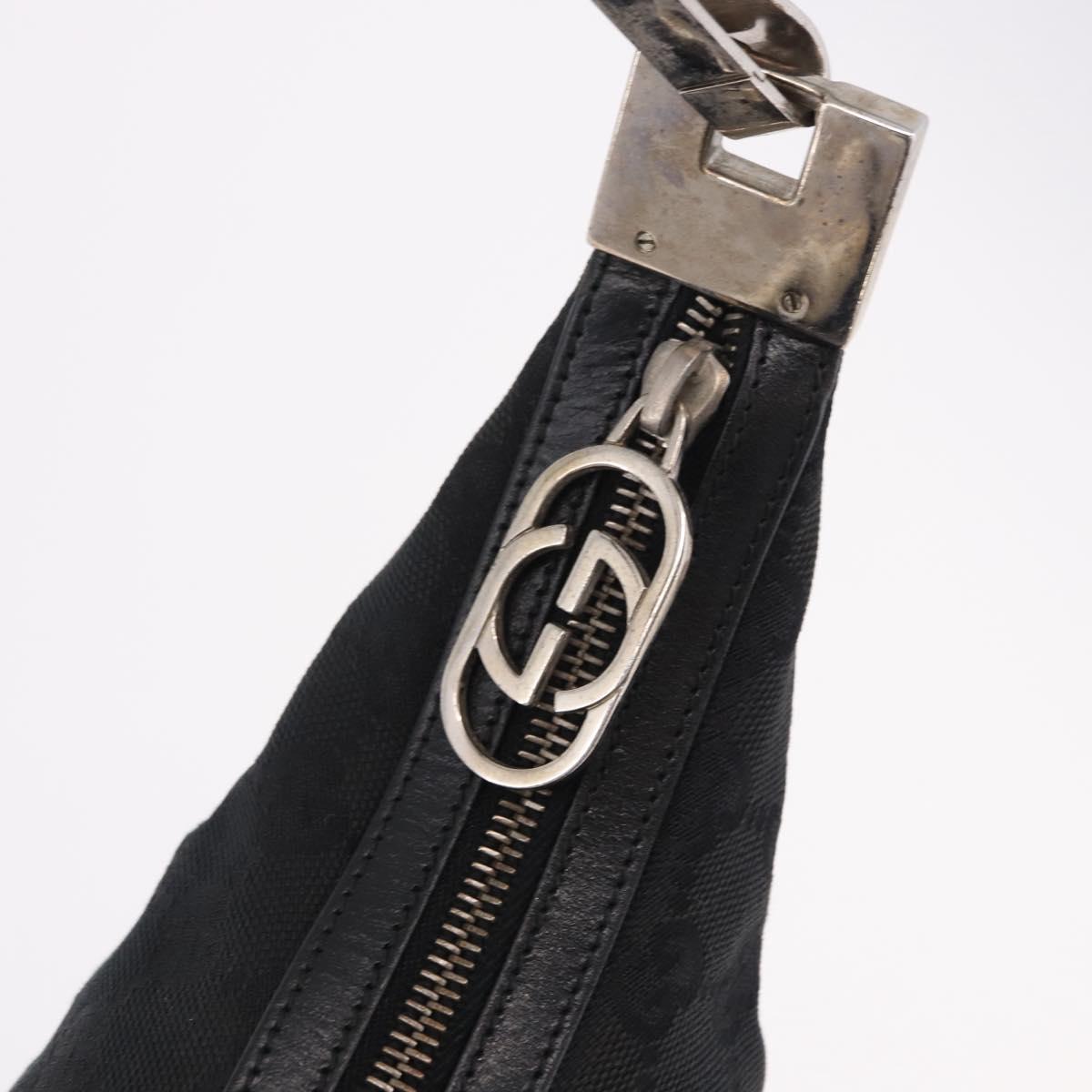 GUCCI GG Canvas Shoulder Bag Black Silver 001 3814 Auth 191887