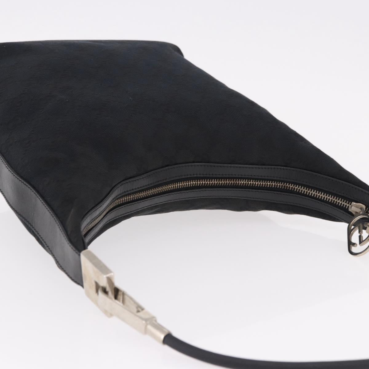 GUCCI GG Canvas Shoulder Bag Black Silver 001 3814 Auth 191887