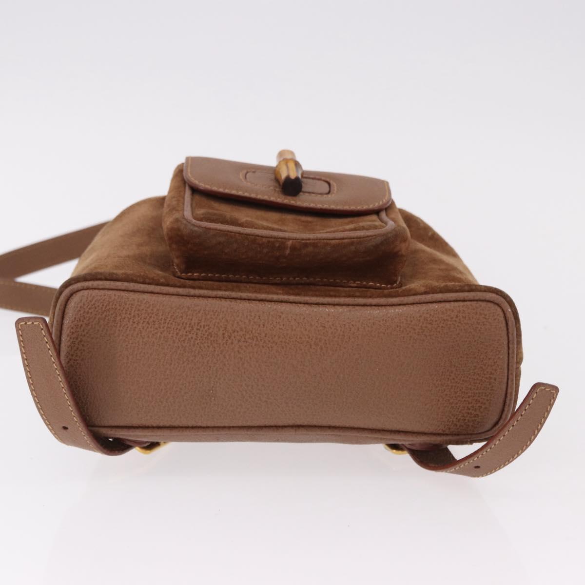 GUCCI Bamboo Backpack Suede Brown Gold 003 1705 0030 Auth 191888
