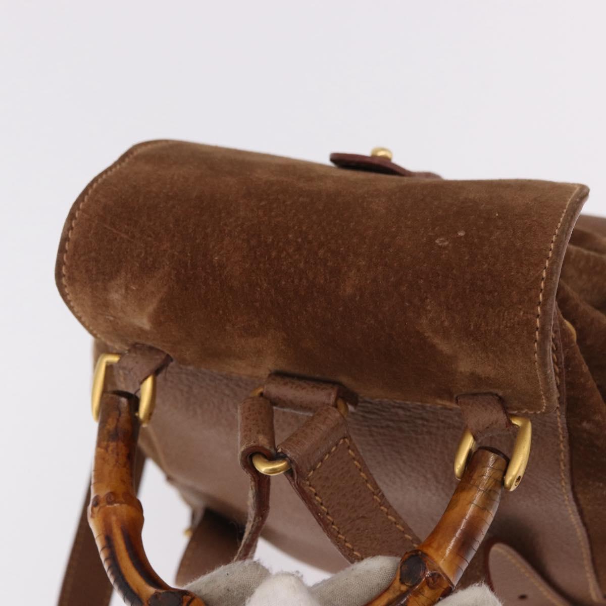 GUCCI Bamboo Backpack Suede Brown Gold 003 1705 0030 Auth 191888