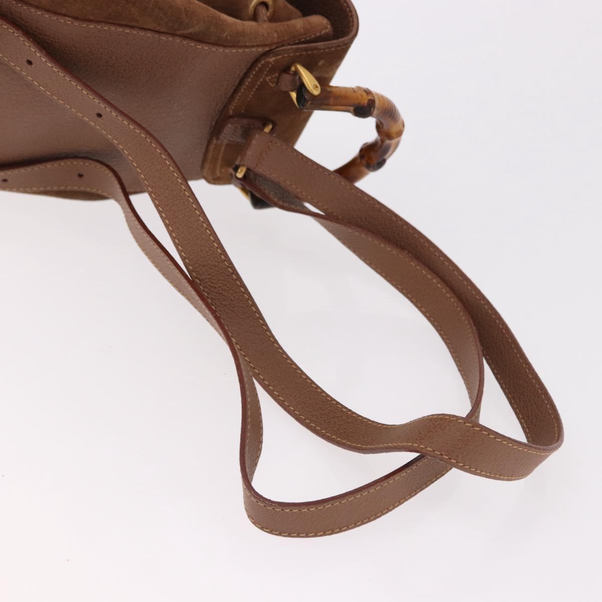 GUCCI Bamboo Backpack Suede Brown Gold 003 1705 0030 Auth 191888