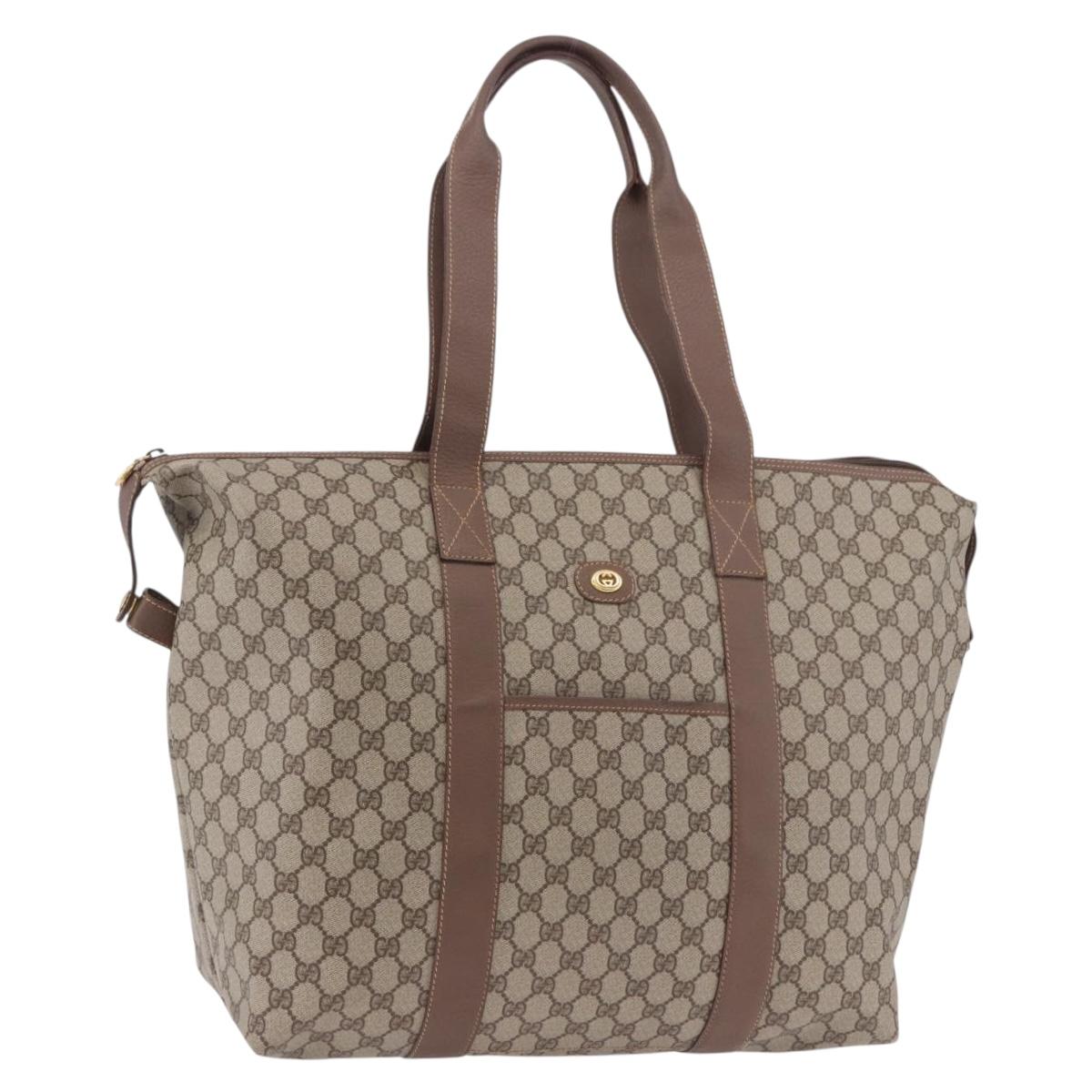 GUCCI GG Supreme Boston Bag PVC Beige Gold 012 1095 6080 Auth 191889