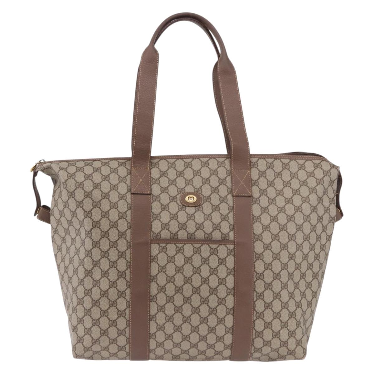 GUCCI GG Supreme Boston Bag PVC Beige Gold 012 1095 6080 Auth 191889