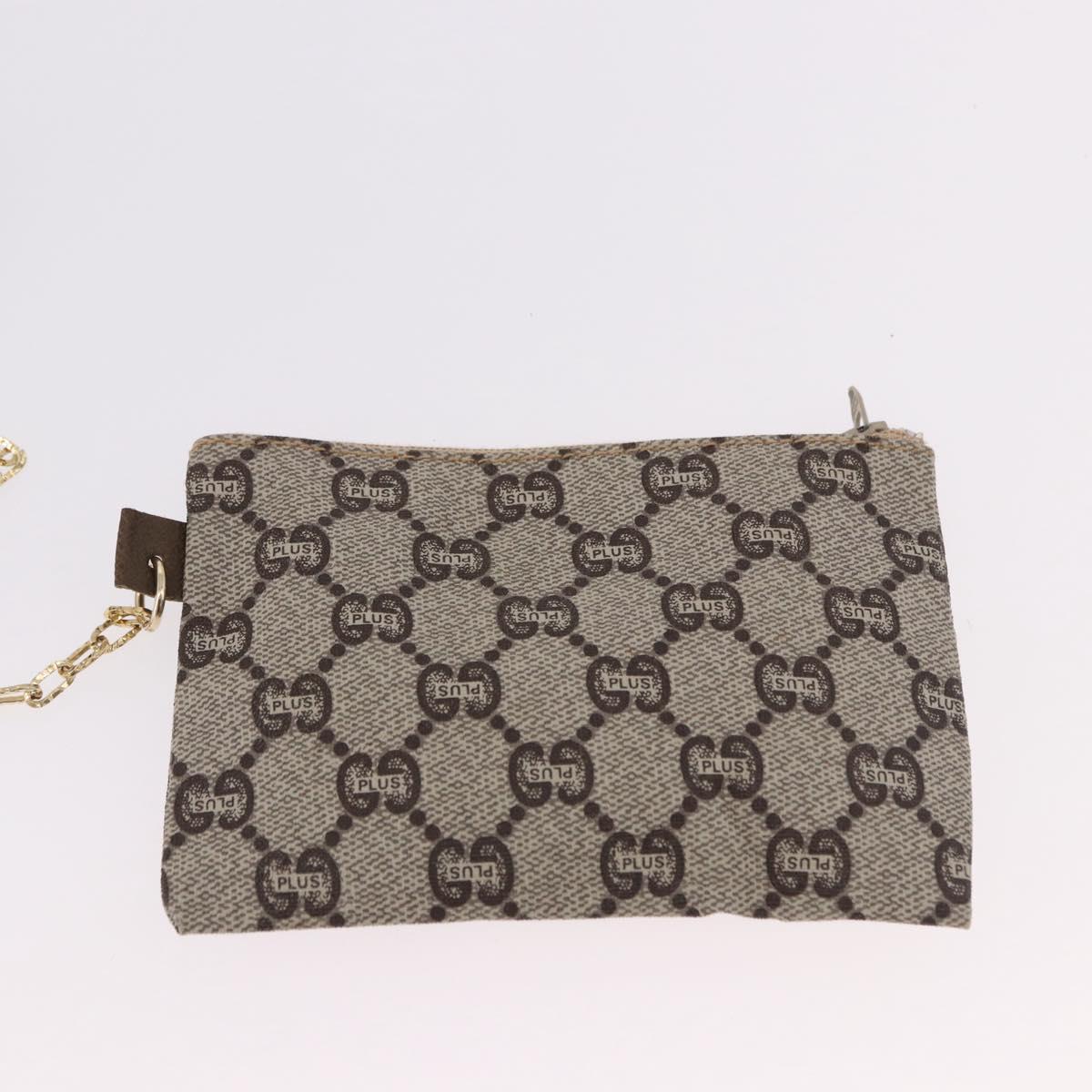 GUCCI GG Plus Supreme Web Sherry Line Tote Bag PVC Beige Gold Auth 191890