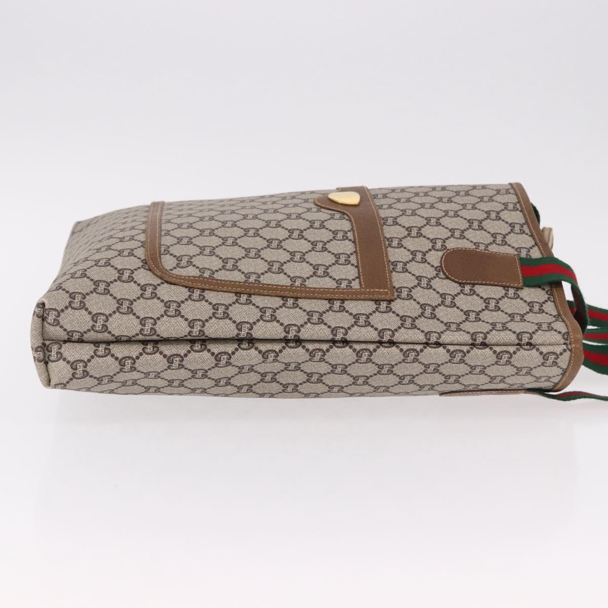 GUCCI GG Plus Supreme Web Sherry Line Tote Bag PVC Beige Gold Auth 191890