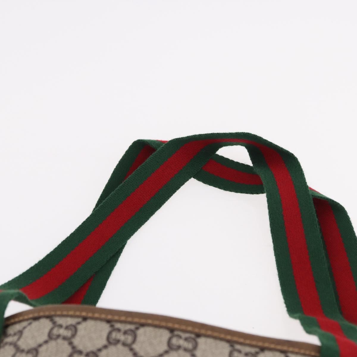 GUCCI GG Plus Supreme Web Sherry Line Tote Bag PVC Beige Gold Auth 191890