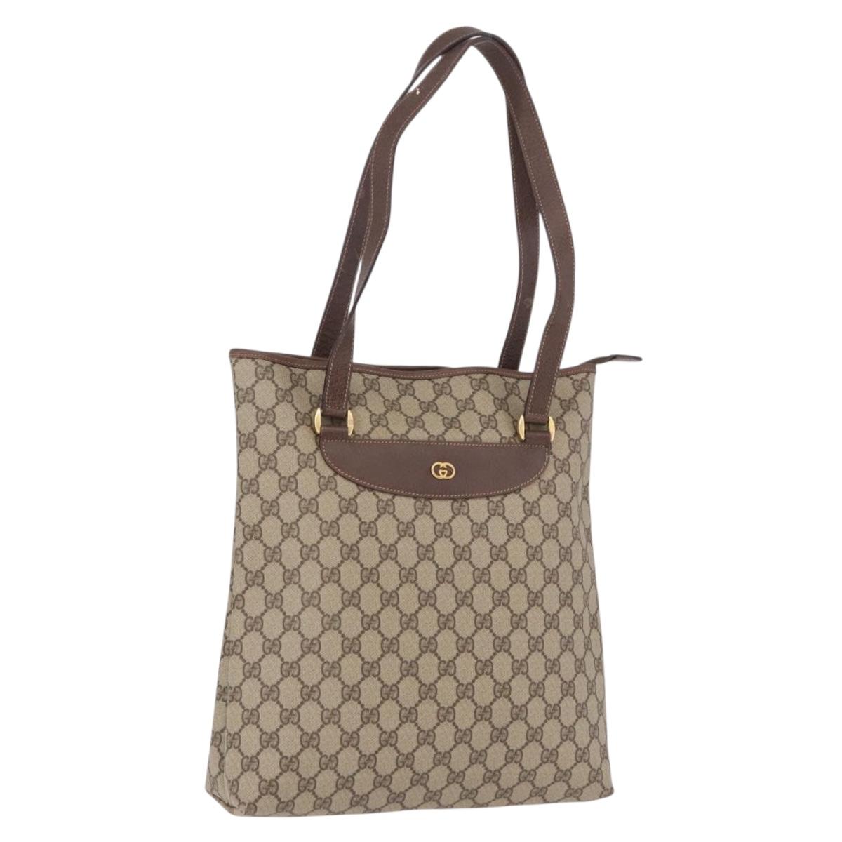 GUCCI GG Supreme Tote Bag PVC Leather Beige Gold 002 123 6130 Auth 191891