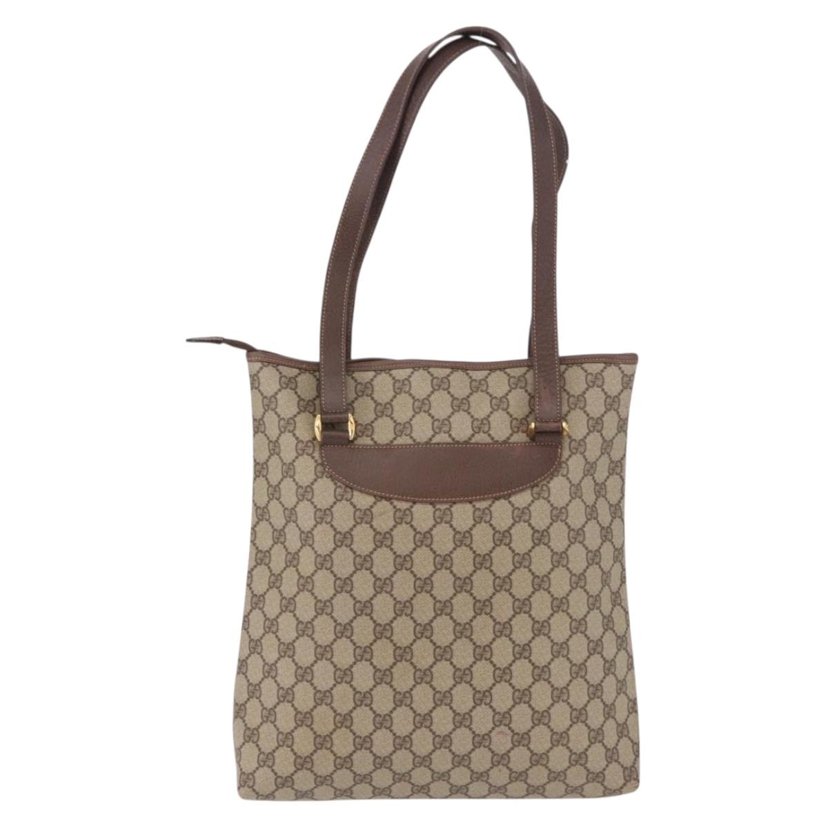 GUCCI GG Supreme Tote Bag PVC Leather Beige Gold 002 123 6130 Auth 191891