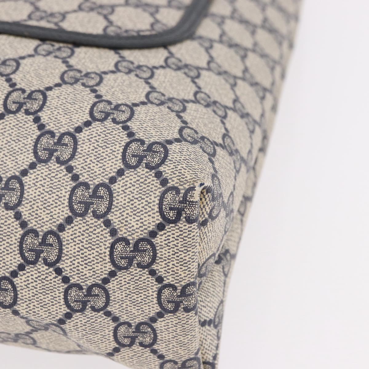 GUCCI GG Supreme Sherry Line Tote Bag PVC Navy Gold 89 02 003 Auth 191892