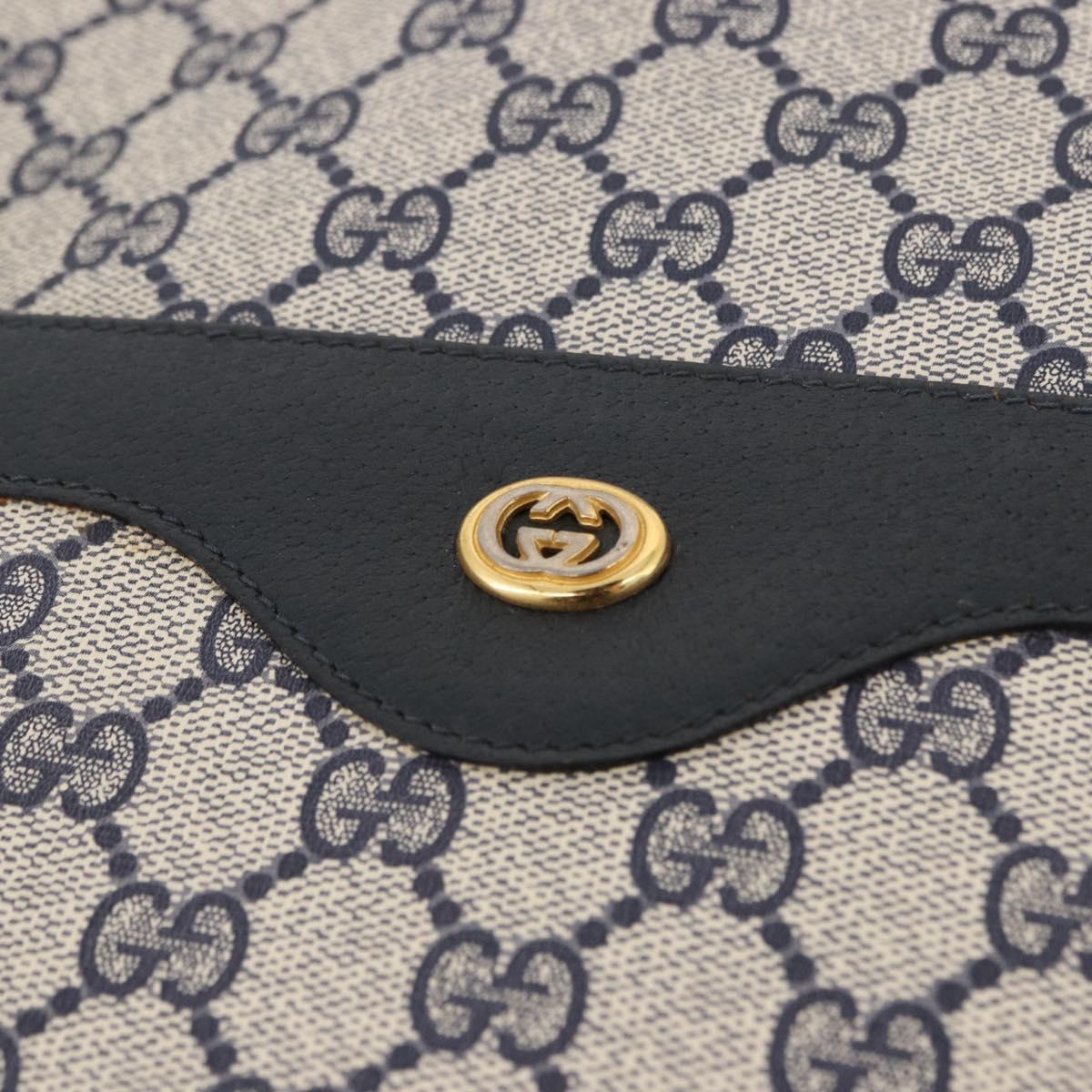 GUCCI GG Supreme Sherry Line Tote Bag PVC Navy Gold 89 02 003 Auth 191892
