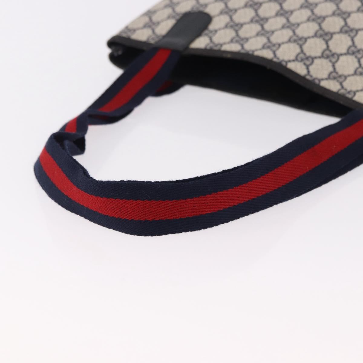 GUCCI GG Supreme Sherry Line Tote Bag PVC Navy Gold 89 02 003 Auth 191892