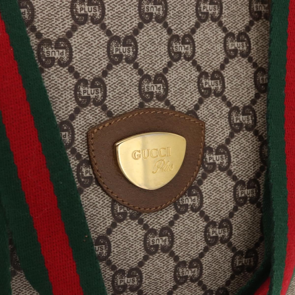 GUCCI GG Plus Supreme Web Sherry Line Tote Bag PVC Beige Gold Auth 191893