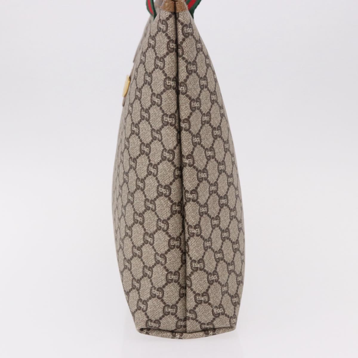 GUCCI GG Plus Supreme Web Sherry Line Tote Bag PVC Beige Gold Auth 191893