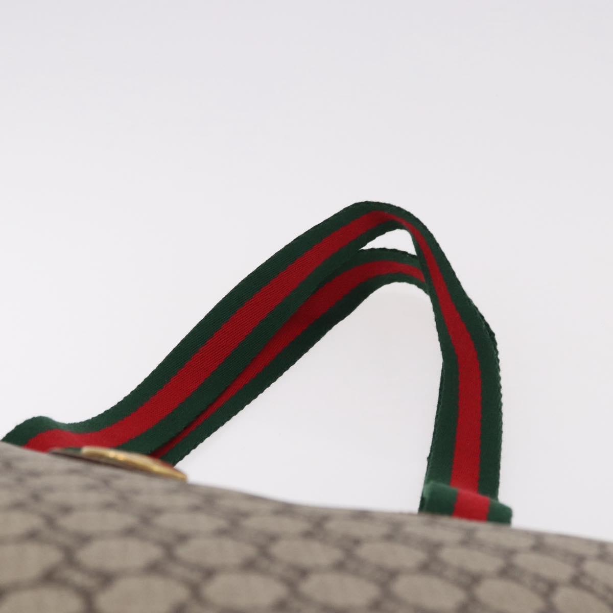 GUCCI GG Plus Supreme Web Sherry Line Tote Bag PVC Beige Gold Auth 191893