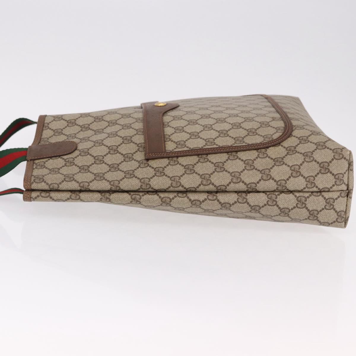 GUCCI GG Supreme Web Sherry Line Tote Bag PVC Beige 39 02 003 Auth 191895A