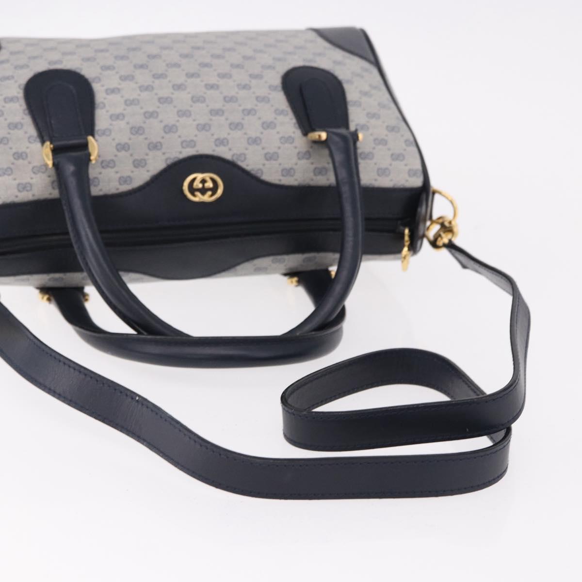 GUCCI GG Supreme Boston Bag PVC 2way Navy Gold 002 39 0269 Auth 191897