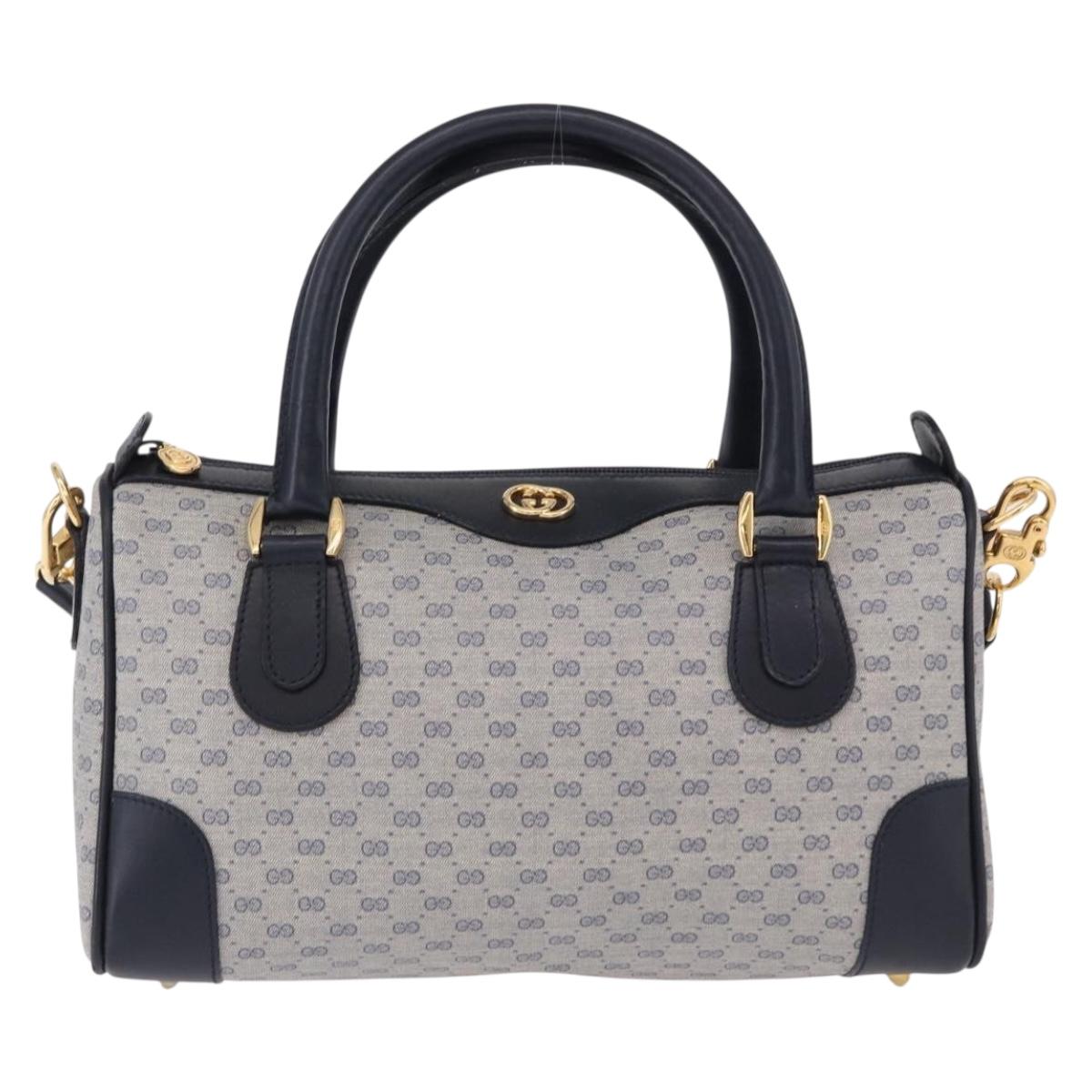 GUCCI GG Supreme Boston Bag PVC 2way Navy Gold 002 39 0269 Auth 191897