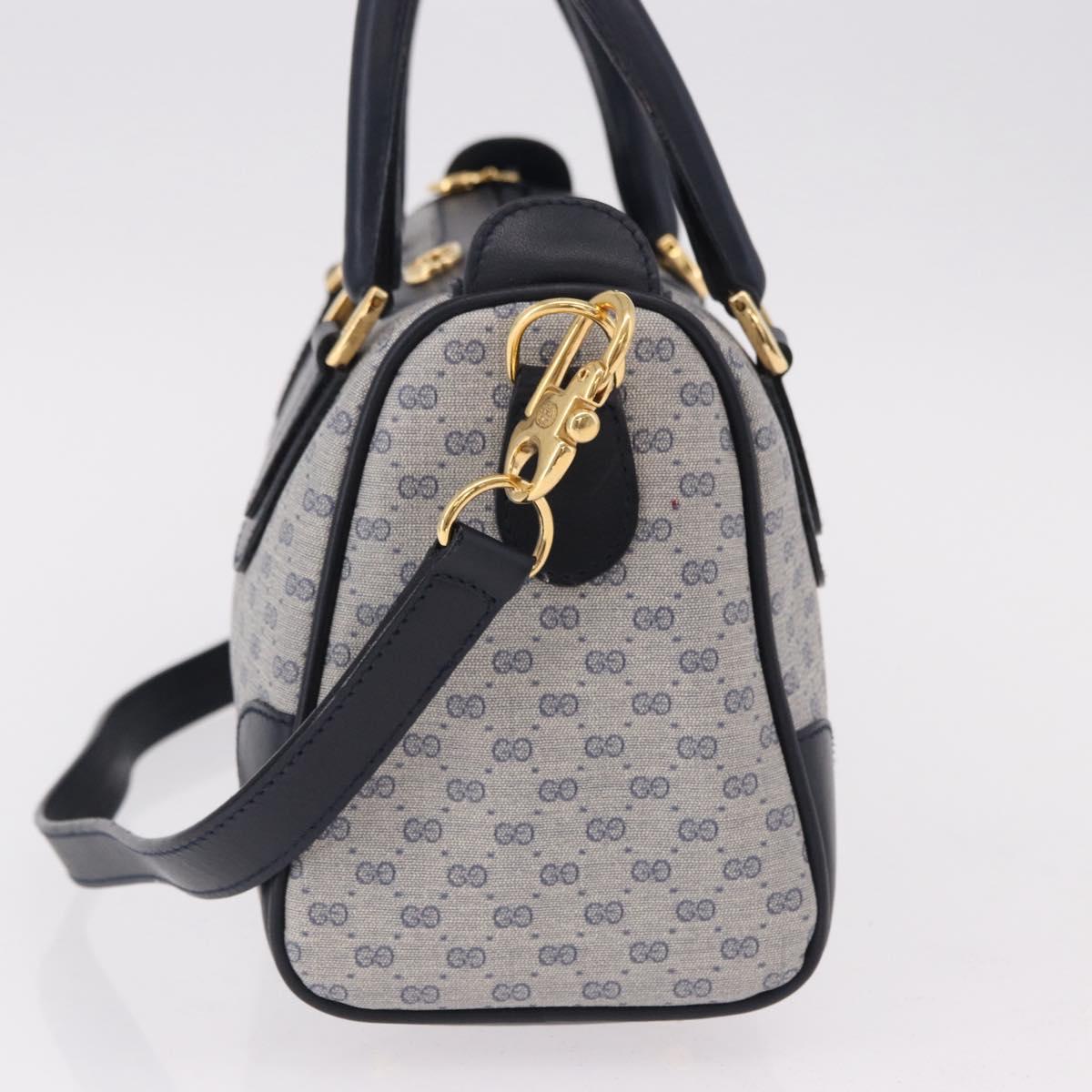 GUCCI GG Supreme Boston Bag PVC 2way Navy Gold 002 39 0269 Auth 191897