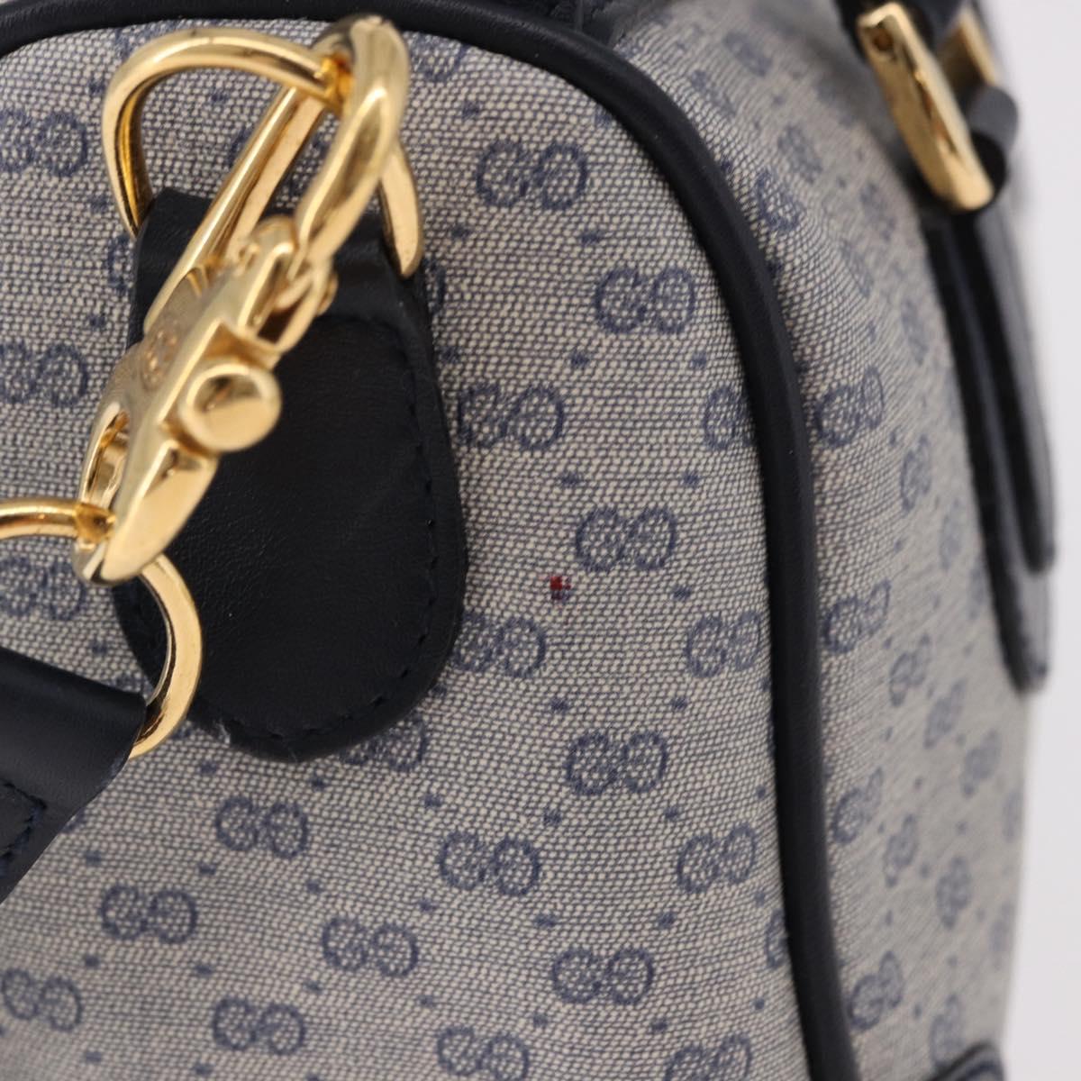 GUCCI GG Supreme Boston Bag PVC 2way Navy Gold 002 39 0269 Auth 191897