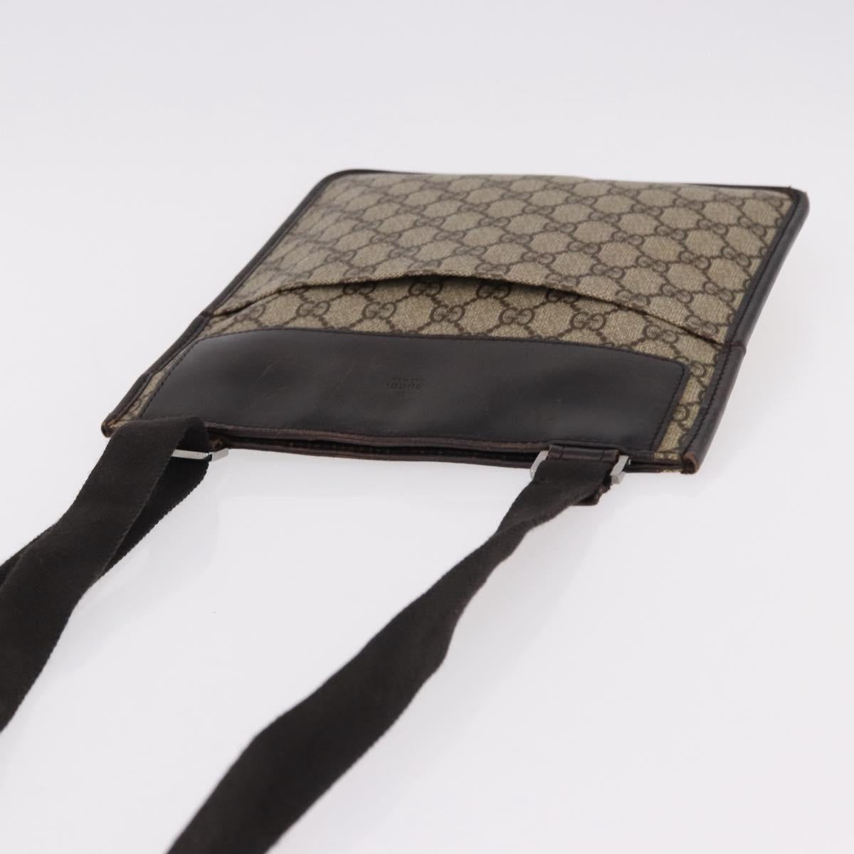 GUCCI GG Supreme Shoulder Bag PVC Beige Silver 27639 Auth 191898