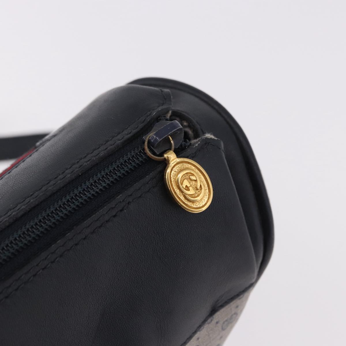 GUCCI Micro GG Supreme Sherry Line Bag PVC Navy Gold 001 58 0918 Auth 191899
