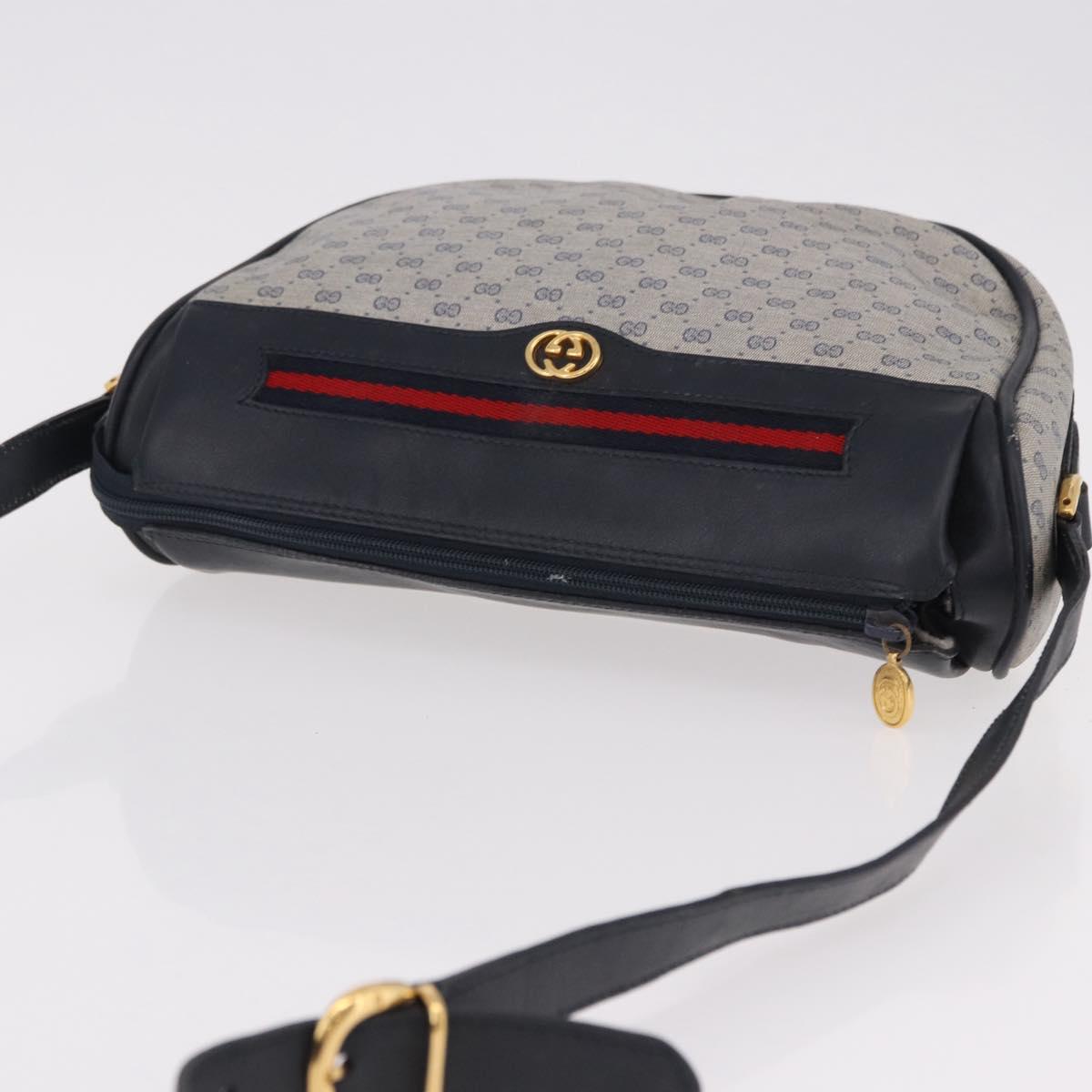 GUCCI Micro GG Supreme Sherry Line Bag PVC Navy Gold 001 58 0918 Auth 191899
