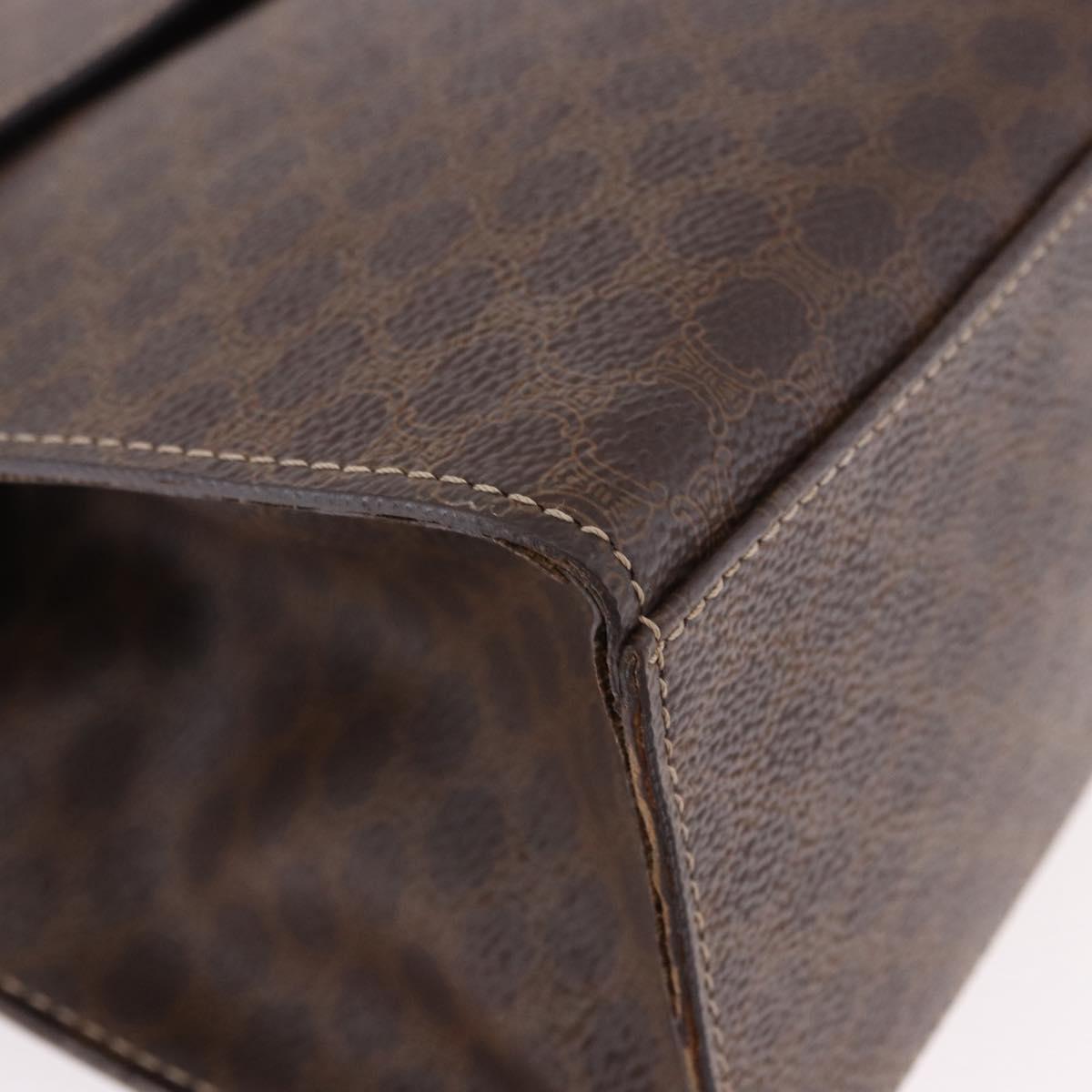 CELINE Macadam Canvas Hand Bag PVC Leather 2way Brown Gold Auth 191900