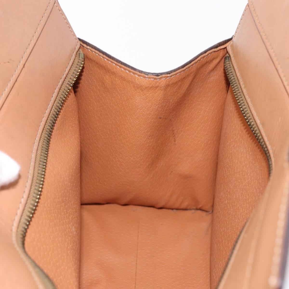 CELINE Macadam Canvas Hand Bag PVC Leather 2way Brown Gold Auth 191900