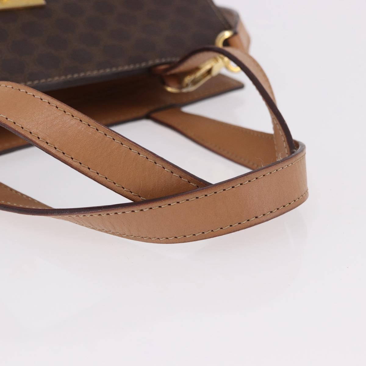CELINE Macadam Canvas Hand Bag PVC Leather 2way Brown Gold Auth 191900