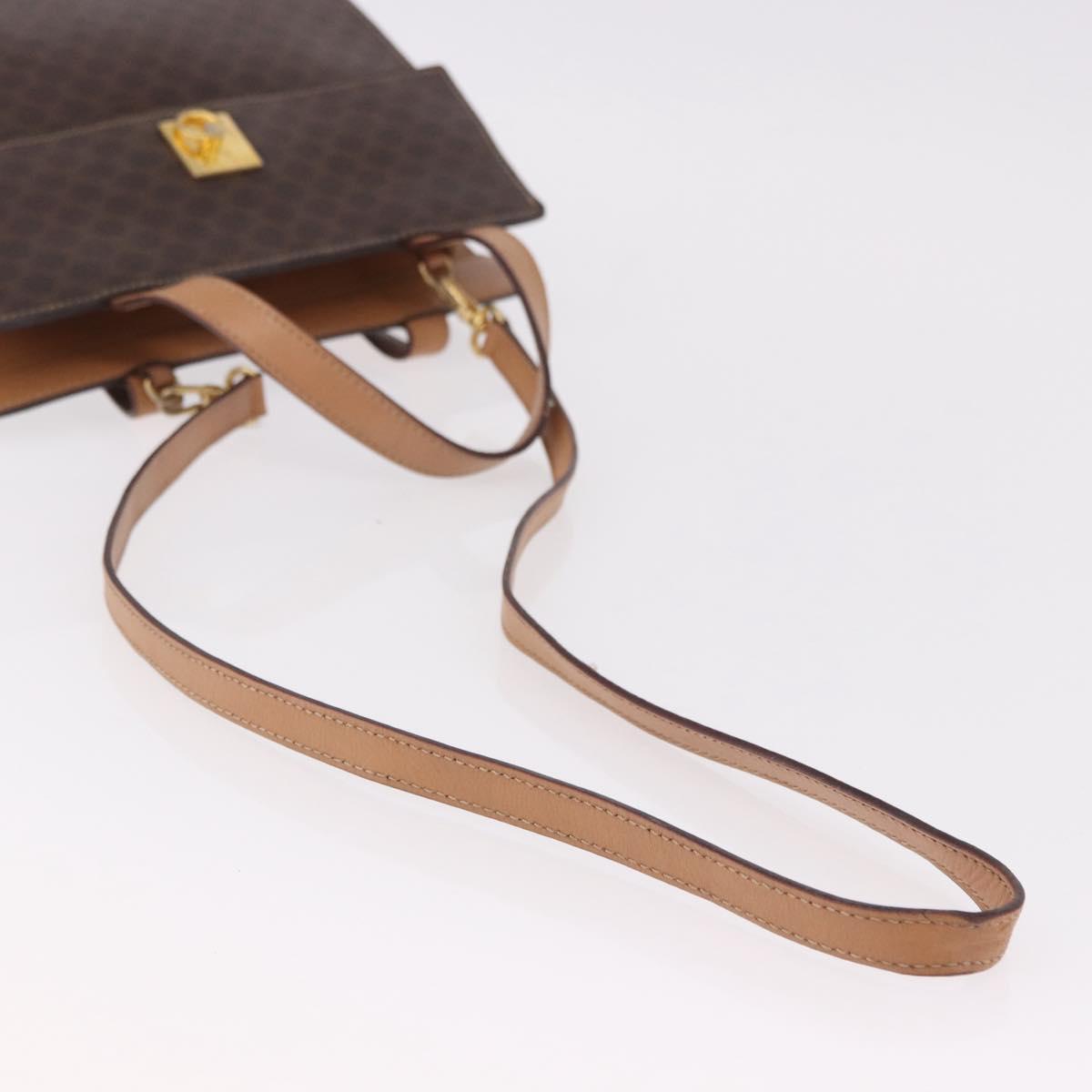 CELINE Macadam Canvas Hand Bag PVC Leather 2way Brown Gold Auth 191900