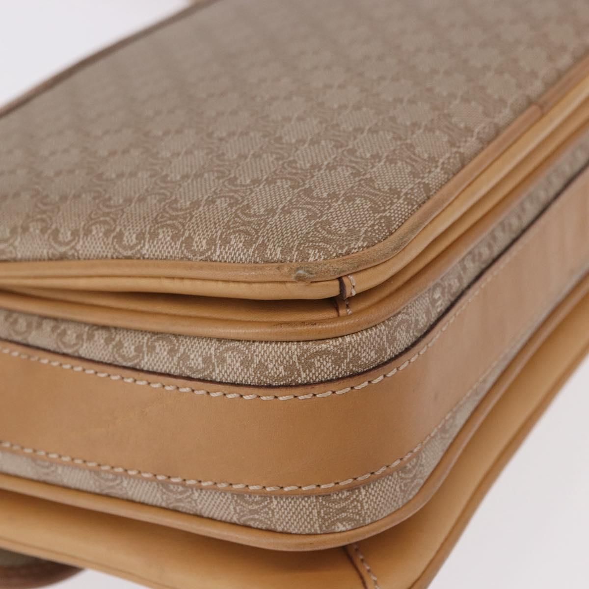 CELINE Macadam Canvas Shoulder Bag Beige Gold Auth 191901