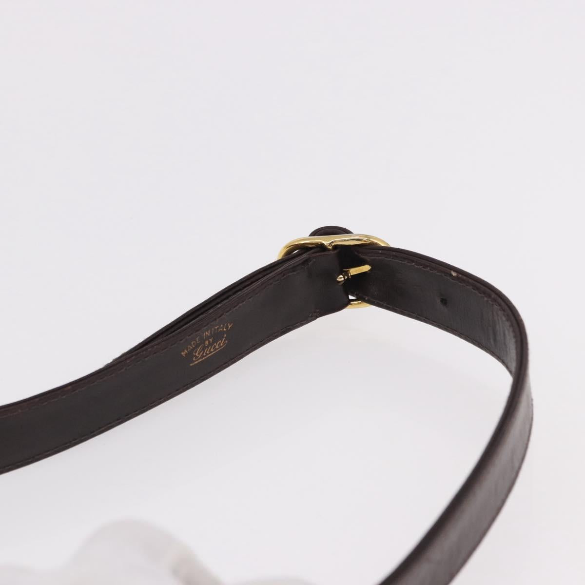 GUCCI Web Sherry Line Shoulder Bag Leather Brown Gold Auth 191902