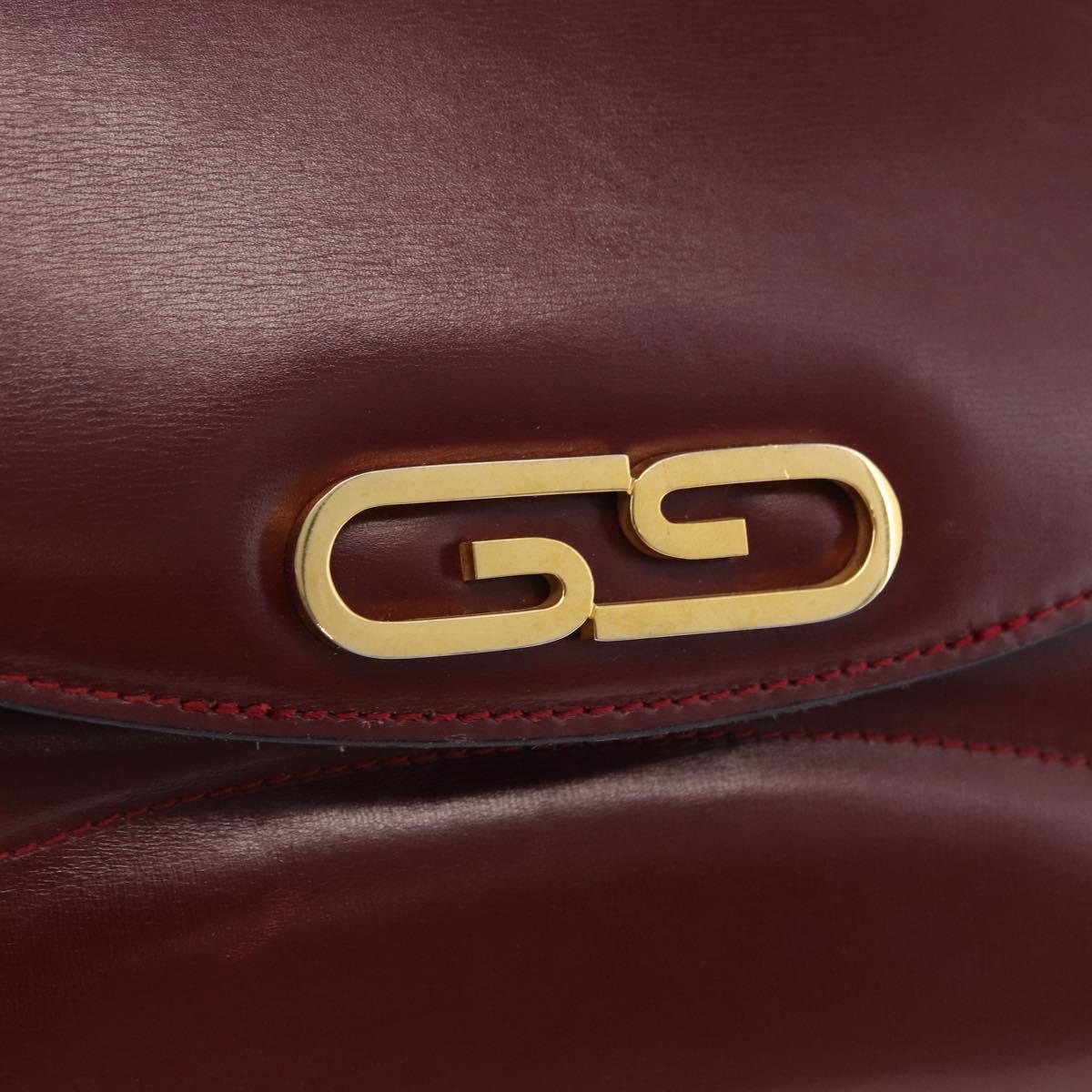 GUCCI Shoulder Bag Leather Bordeaux Gold Auth 191903