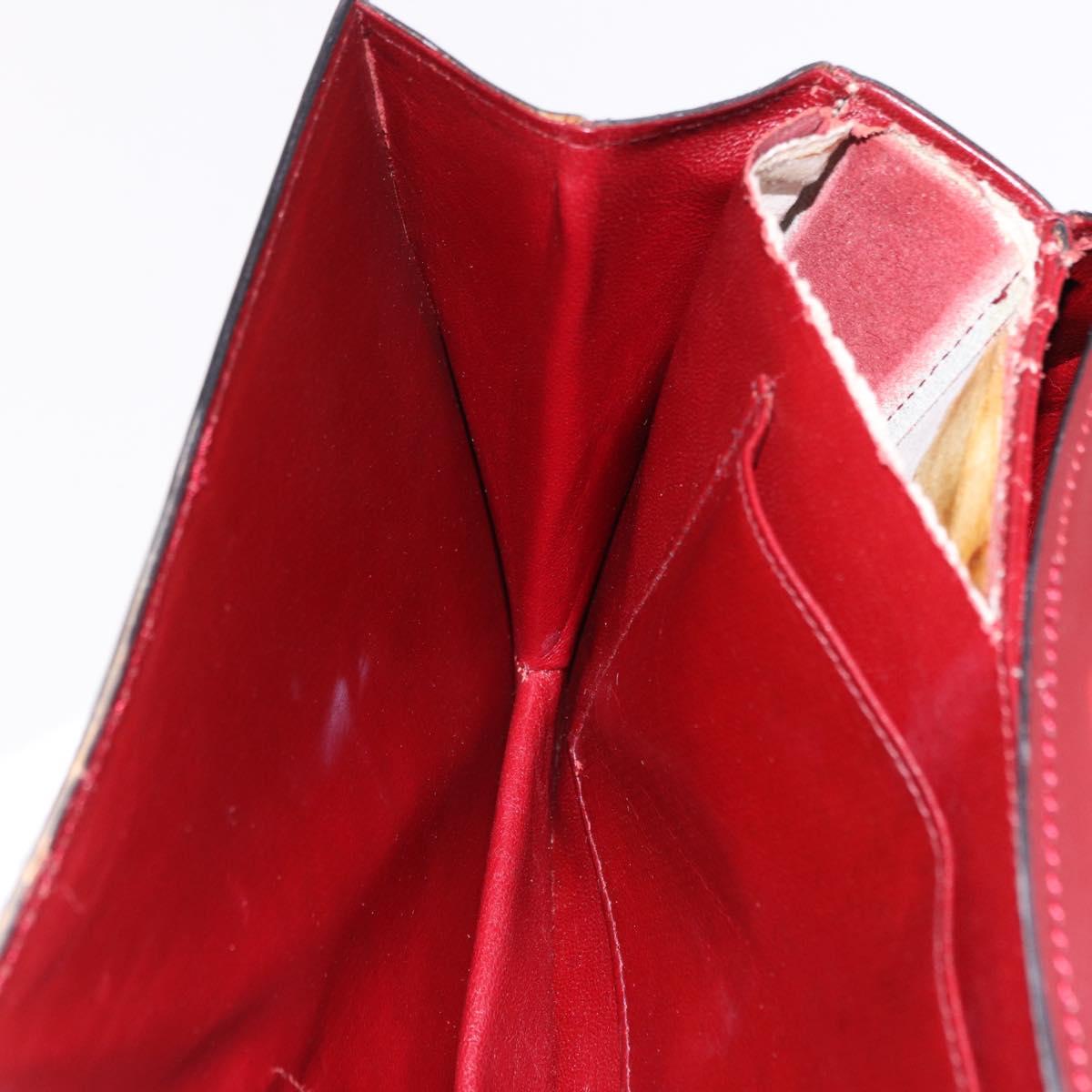 GUCCI Shoulder Bag Leather Bordeaux Gold Auth 191903