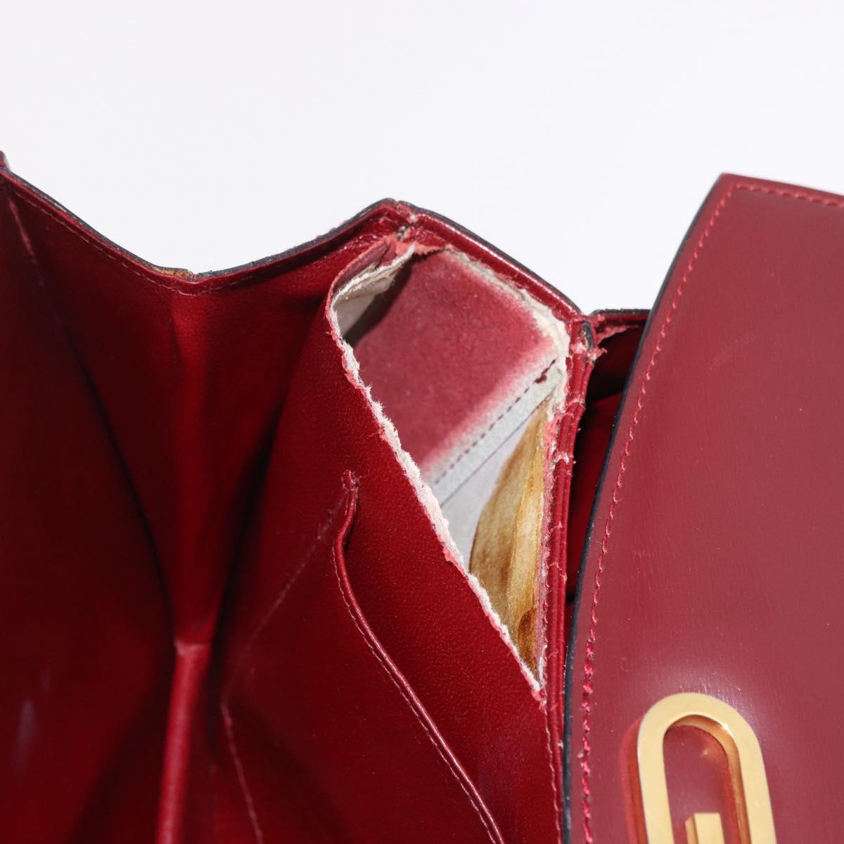 GUCCI Shoulder Bag Leather Bordeaux Gold Auth 191903