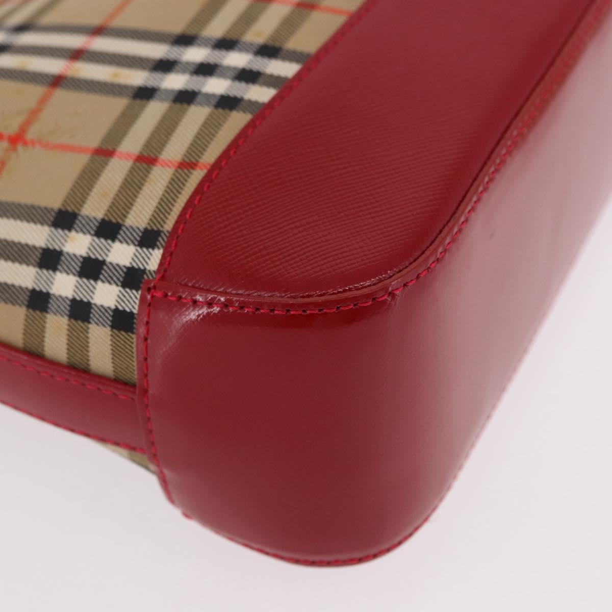BURBERRY Nova Check Hand Bag Canvas Beige Gold Auth 191905