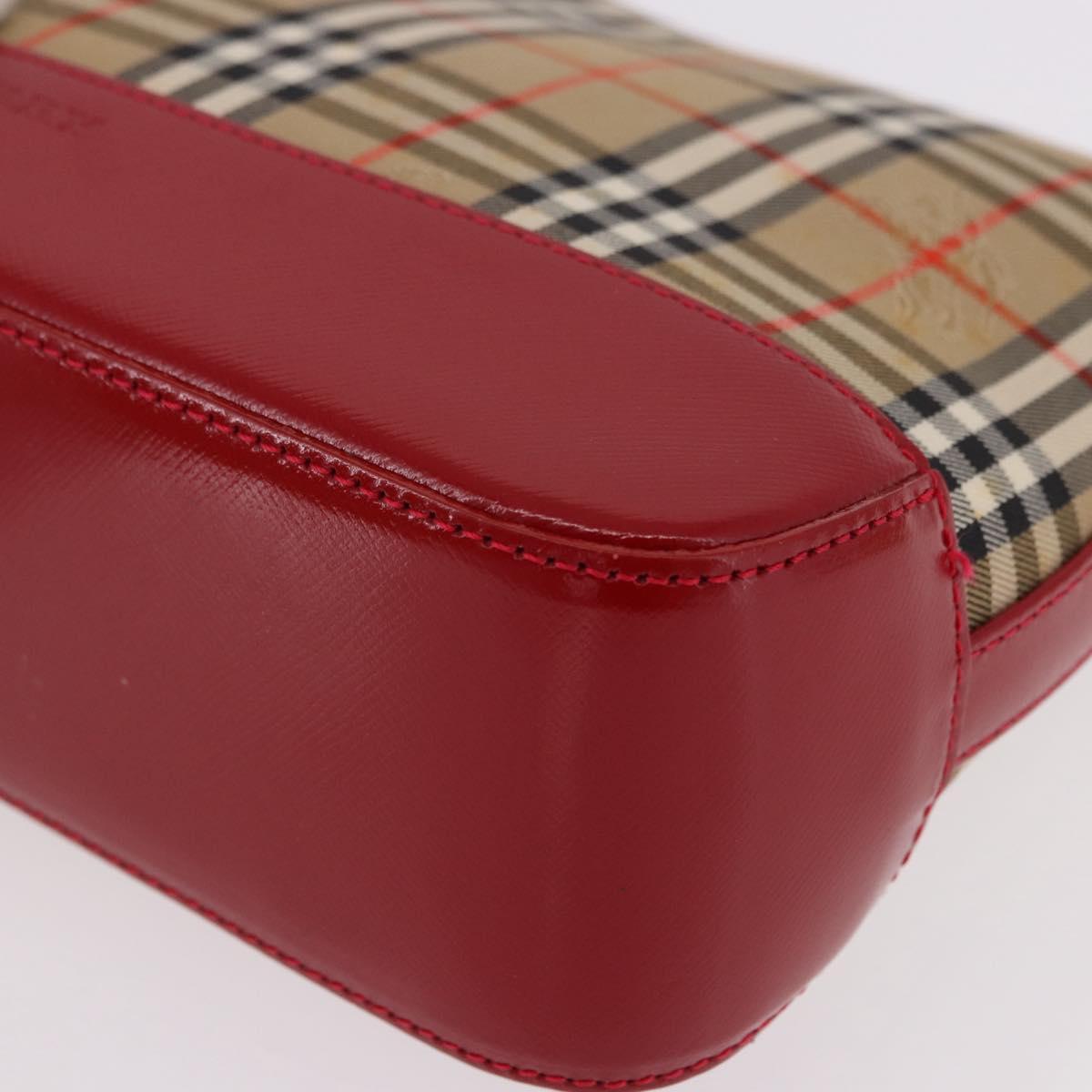 BURBERRY Nova Check Hand Bag Canvas Beige Gold Auth 191905