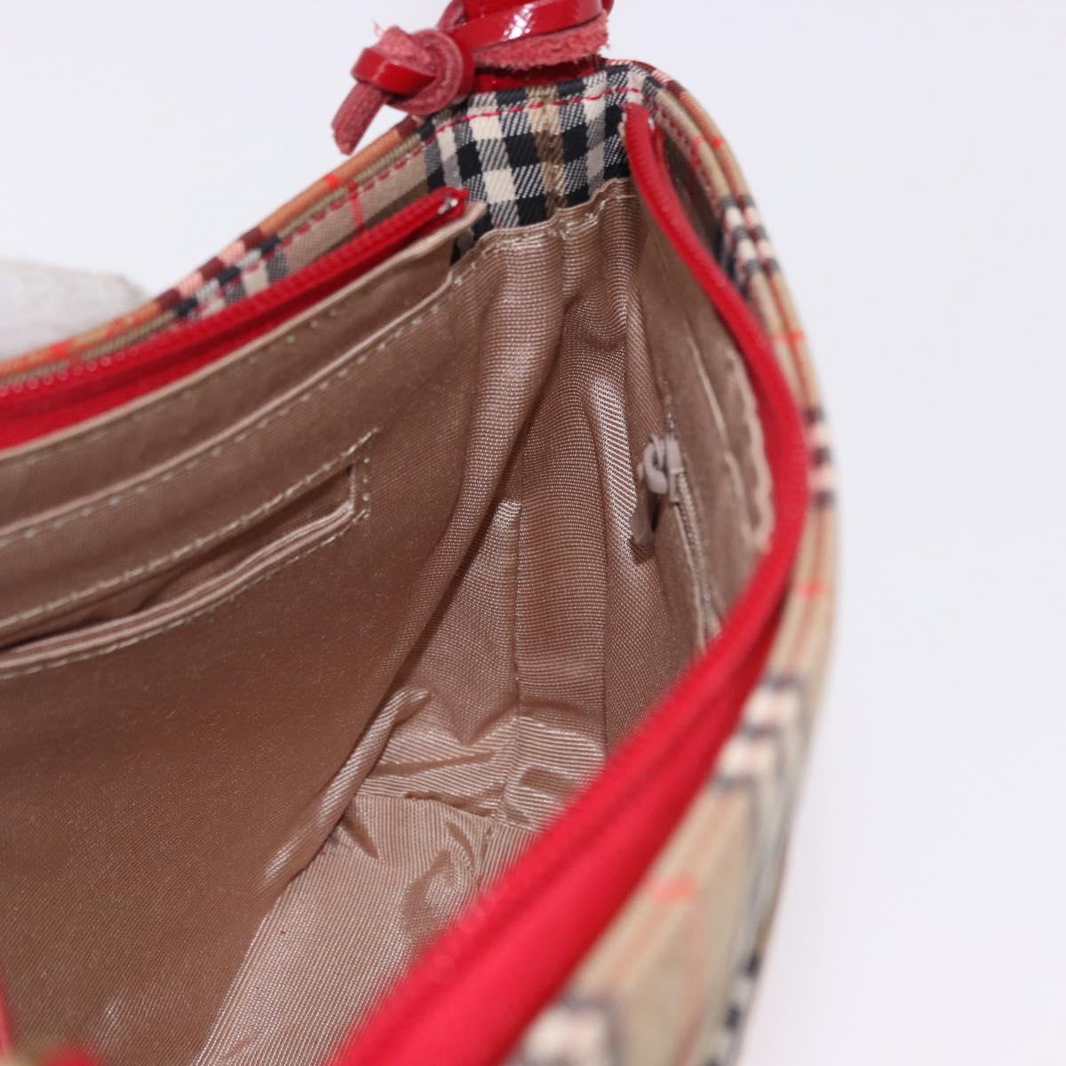 BURBERRY Nova Check Hand Bag Canvas Beige Gold Auth 191905