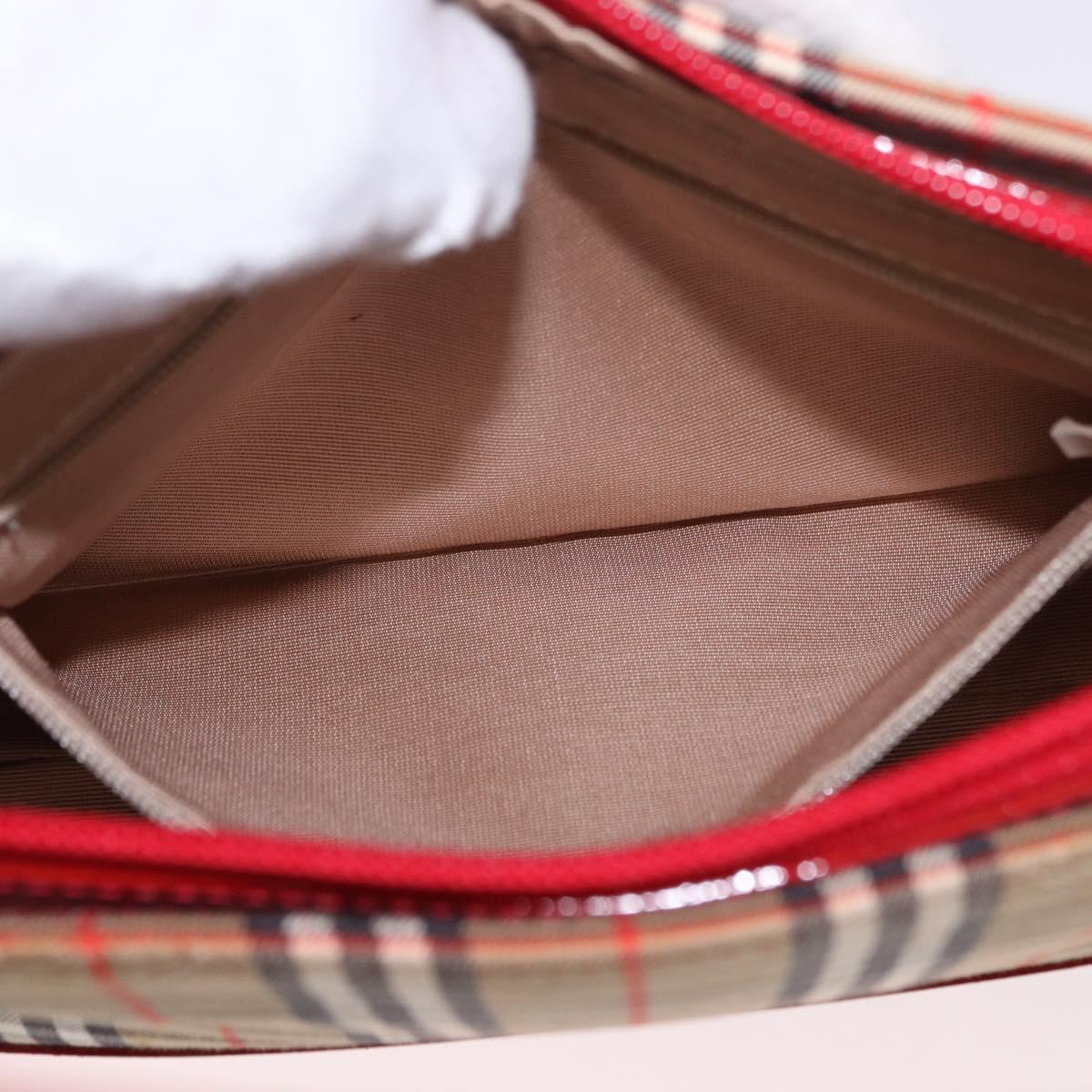 BURBERRY Nova Check Hand Bag Canvas Beige Gold Auth 191905