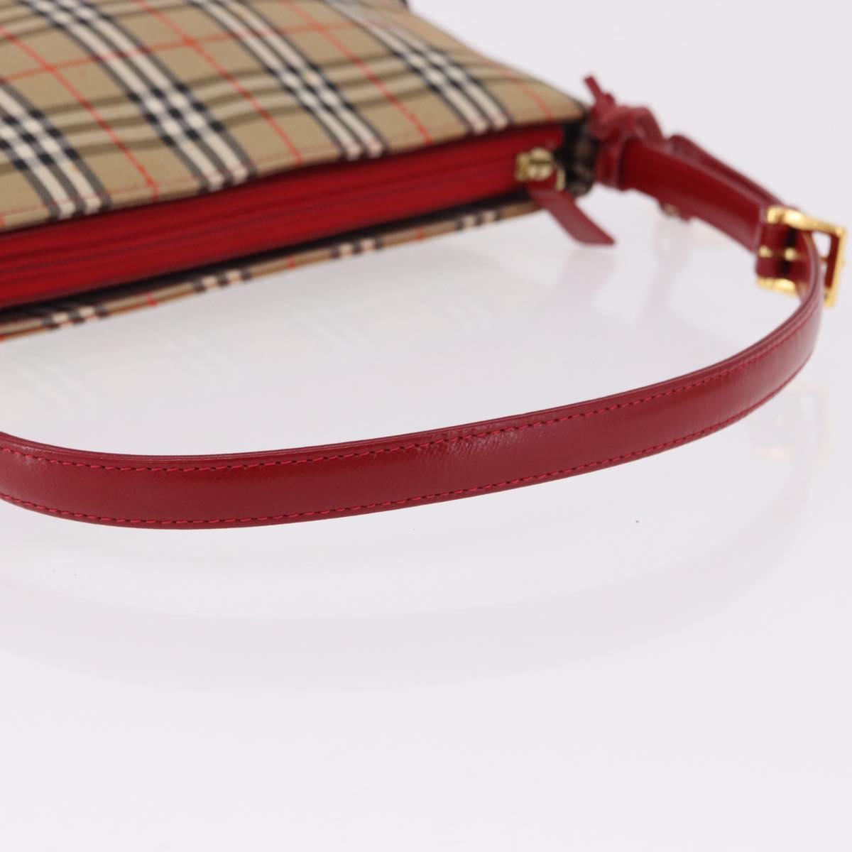 BURBERRY Nova Check Hand Bag Canvas Beige Gold Auth 191905